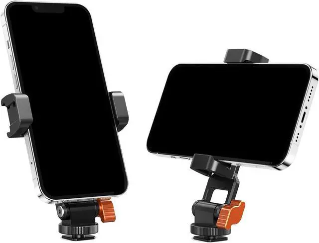 Alt view image 2 of 7 - K&F Concept Metal Phone Tripod Mount, Universal Smartphone Stand with 2 Cold Shoe Mount, Adjustable Cellphone Holder for Horizontal and Vertical Shooting, Compatible with iPhone/Samsung and All Phones