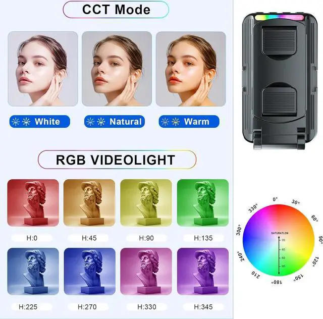 Alt view image 4 of 6 - Phone Tripod Mount with Light Camera Phone Mount with Hotshoe Rechargeable RGB Video Light for DSLR Cameras Photography Selfie Tiktok Content Creator Accessories