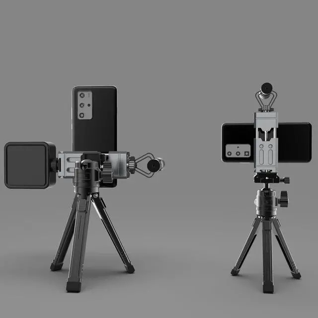 Alt view image 5 of 7 - Aluminum Phone Mount for Tripod, Adjustable Phone Tripod Mount with Cold Shoe & Arca Swiss Quick Release Plate,Universal Adjustable Clamp Suitable for iPhone 14 pro/13 Pro/12/11/Samsung
