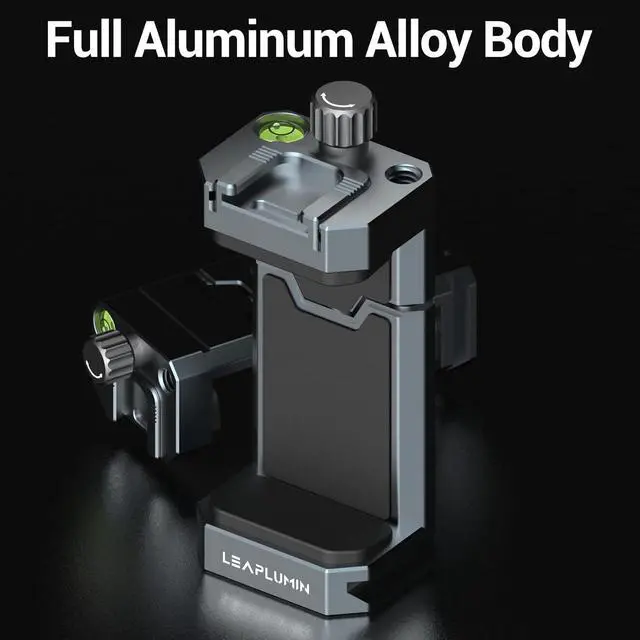 Alt view image 7 of 7 - Aluminum Phone Mount for Tripod, Adjustable Phone Tripod Mount with Cold Shoe & Arca Swiss Quick Release Plate,Universal Adjustable Clamp Suitable for iPhone 14 pro/13 Pro/12/11/Samsung