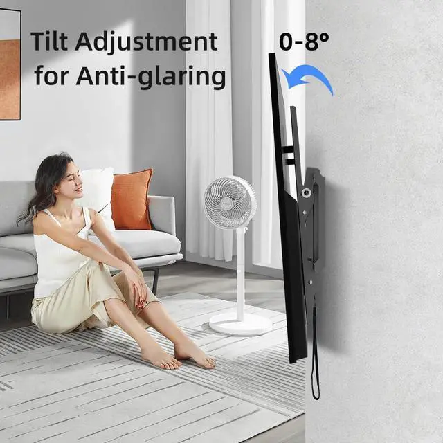 Alt view image 3 of 7 - Suptek Tilt TV Wall Mount Bracket for Most 37-82 inch TV, Universal Mount with Max 600x400mm VESA and 132lbs Loading Capacity, Fits Studs 24" Apart, Low Profile with Magnetic Bubble Level (MT5082)