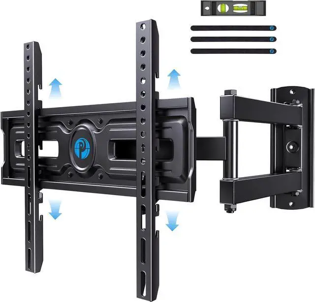 Main image of Full Motion TV Wall Mount for Most 26-60 inch Flat & Curved TVs up to 77 lbs Adjustable Bracket Height Single Articulating Arm Extension Max VESA 400x400mm PIMF9