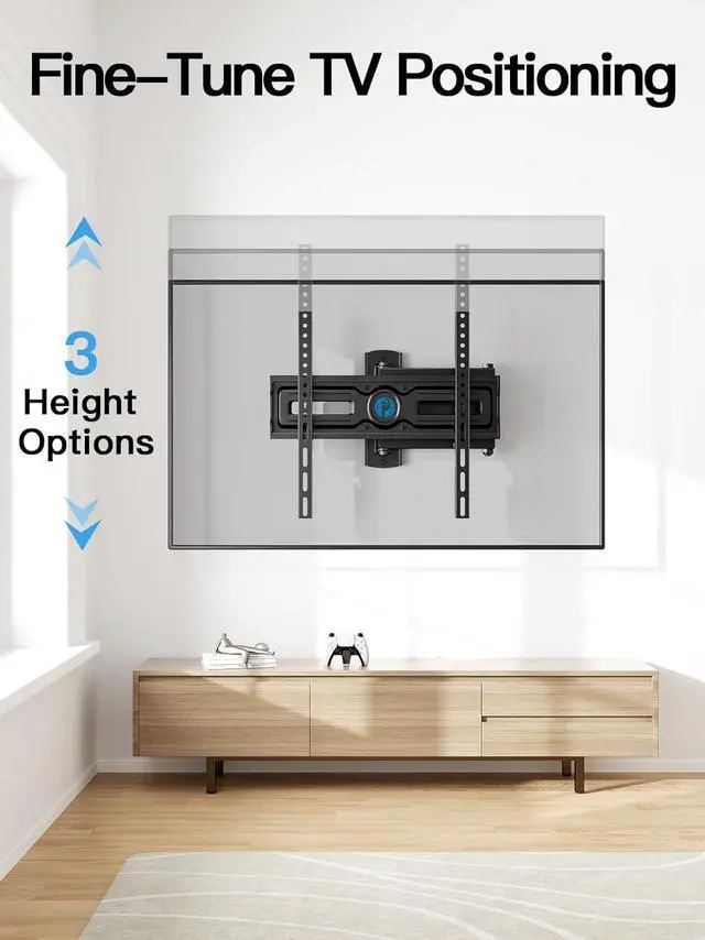 Alt view image 4 of 7 - Full Motion TV Wall Mount for Most 26-60 inch Flat & Curved TVs up to 77 lbs Adjustable Bracket Height Single Articulating Arm Extension Max VESA 400x400mm PIMF9