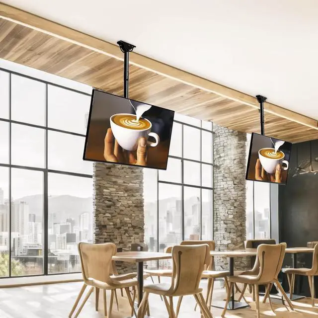 Alt view image 2 of 7 - TV Ceiling Mount Adjustable Bracket Fits Most LED LCD OLED and Plasma Flat Screen Display 26 to 65 Inch up to 110 Lbs Mounting Holes 400x400mm (CM2665) Black