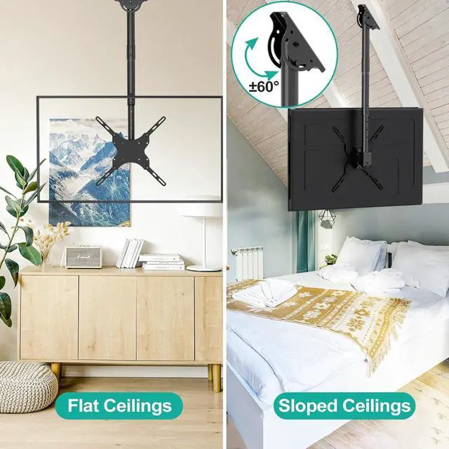 Alt view image 7 of 7 - TV Ceiling Mount Adjustable Bracket Fits Most LED LCD OLED and Plasma Flat Screen Display 26 to 65 Inch up to 110 Lbs Mounting Holes 400x400mm (CM2665) Black