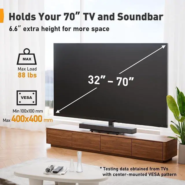 Alt view image 2 of 7 - Universal Swivel TV Stand Base for 3270 inch TVs Height Adjustable Table Top TV Stand Mount with Tilt Tempered Glass Base Holds up to 88 lbs Max VESA 400x400mm PGTVS26