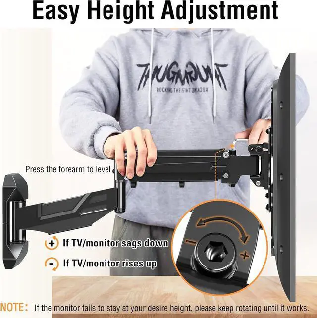 Alt view image 7 of 7 - ELIVED Height Adjustable TV Wall Mount for Most 23-55 Inch TVs, Spring Arm Full Motion Swivel Tilt Articulating TV Mount Bracket, Max VESA 400x400mm, Support 11-66 lbs, YD1010