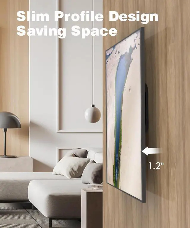 Alt view image 4 of 7 - TV Wall Mount for Most 37-82 Inch Low Profile Tilt Wall Mount TV Bracket for Flat/Curved TVs with Max VESA 600x400mm Fits 16-24 Studs Up to 132 lbs Black