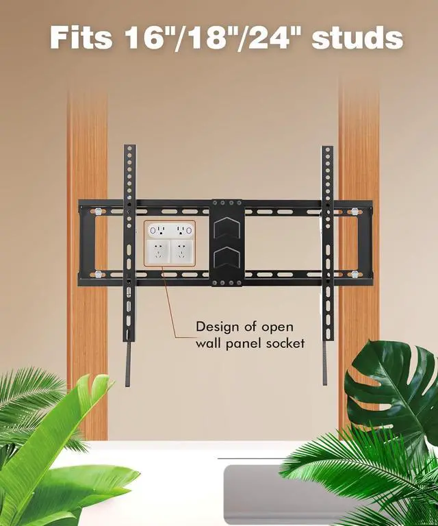 Alt view image 5 of 7 - TV Wall Mount for Most 37-82 Inch Low Profile Tilt Wall Mount TV Bracket for Flat/Curved TVs with Max VESA 600x400mm Fits 16-24 Studs Up to 132 lbs Black