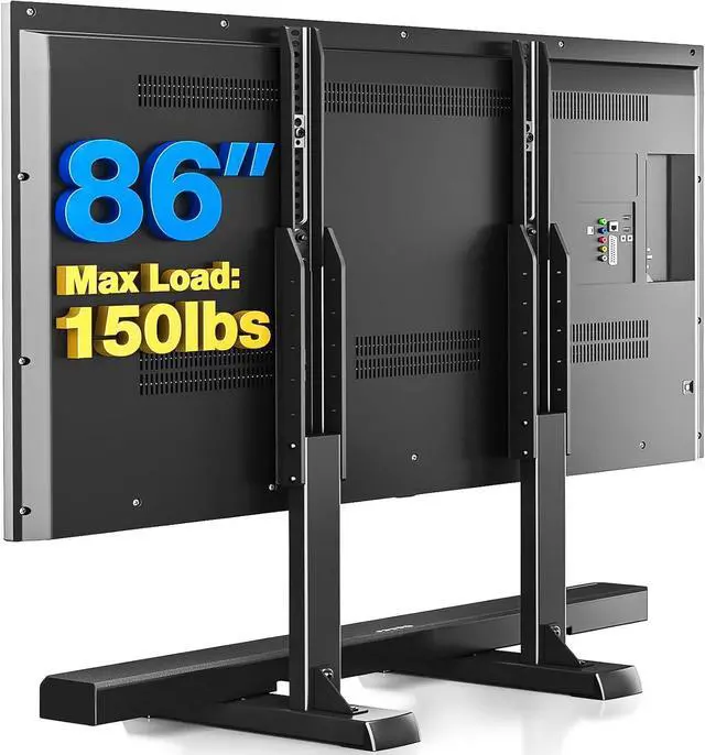 Main image of Table Top TV Stand with Height Adjustable TV Legs TV Stands Base with Cable Management for Most 37 to 86 Inch Flat or Curved TVs Steel TV Feet Holds up to 150 lbs Max VESA 800x600mm Black