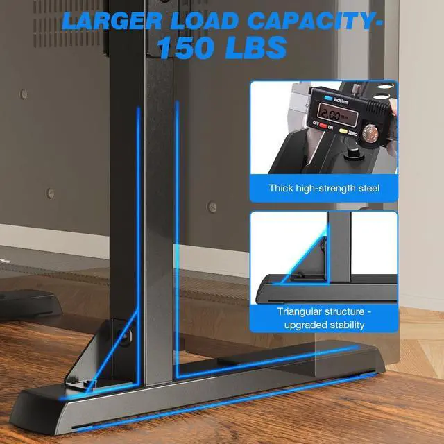 Alt view image 4 of 7 - Table Top TV Stand with Height Adjustable TV Legs TV Stands Base with Cable Management for Most 37 to 86 Inch Flat or Curved TVs Steel TV Feet Holds up to 150 lbs Max VESA 800x600mm Black