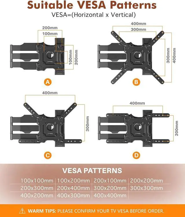 Alt view image 4 of 6 - 28.3" Long Arm TV Wall Mount for Most 26-65 Inch TV, Full Motion Corner Wall Mount TV Bracket with Extension Arm Articulating, Swivel and Tilt, Max VESA 400x400mm and Up to 80 lbs