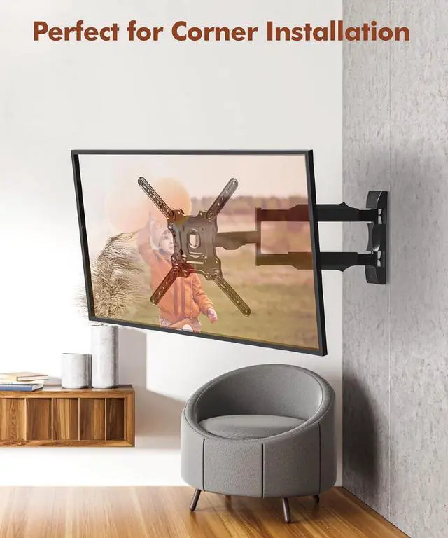 Alt view image 6 of 6 - 28.3" Long Arm TV Wall Mount for Most 26-65 Inch TV, Full Motion Corner Wall Mount TV Bracket with Extension Arm Articulating, Swivel and Tilt, Max VESA 400x400mm and Up to 80 lbs