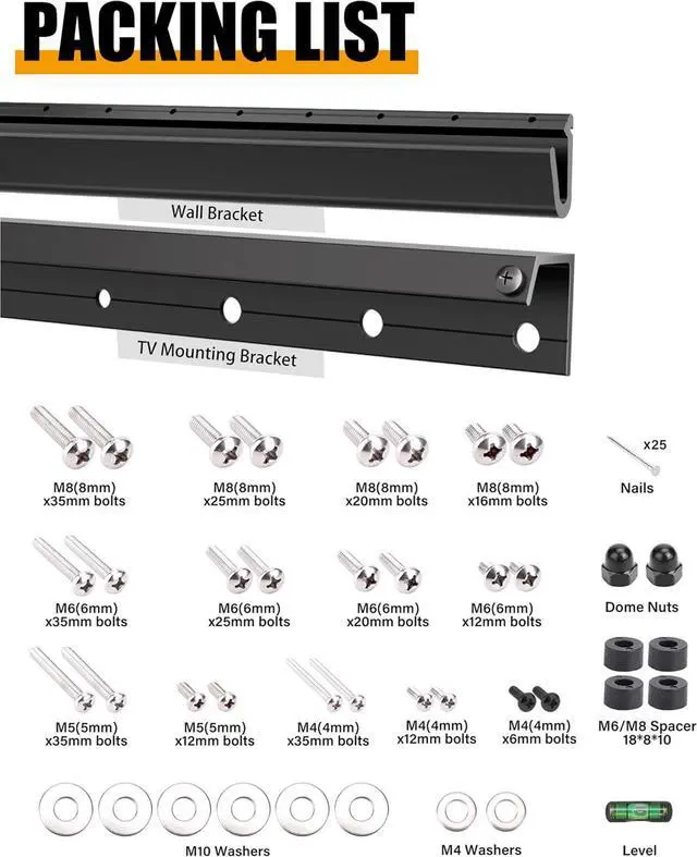 Alt view image 6 of 7 - No Drill TV Wall Mount for 2655 Inch TVs, Includes 26,32,50,55 Inch Models, Studless Narrow Wall TV Stand, Slim Drywall TV Bracket, Max VESA 400×400 mm Supports Up to 100 lbs, Easy Install