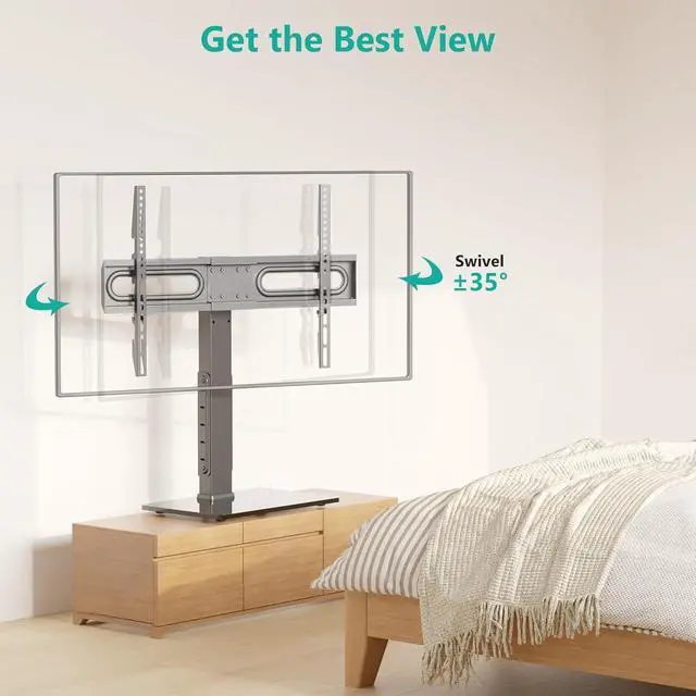 Alt view image 6 of 7 - WALI TV Stand with Power Outlet, Universal TV Mount Stand for 32-70 inch TVs, 6 Height Adjustable and 70° Swivel TV Mount Stand Holds up to 88lbs, Max VESA 600x400mm(TVDVD-5P)