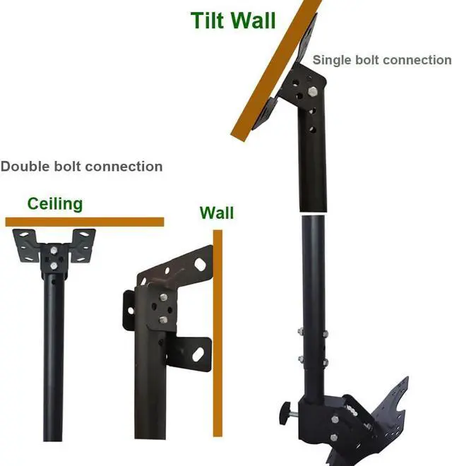 Alt view image 3 of 7 - Adjustable Ceiling TV Wall Mount Bracket Compatible with 14-42" Plasma LCD LED Monitor Flat Panel Screen Displays Tilt/ 360° Swivel