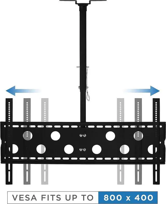 Alt view image 4 of 7 - Mount-It! TV Ceiling Mount, Full Motion Height Adjustable Swivel Tilting Bracket for 42, 45, 47, 49, 50, 55, 60, 65, 70, 75, 80, 85, 90 Inch, TVs 220 Lbs Capacity