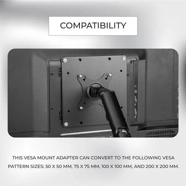 Alt view image 2 of 5 - HumanCentric VESA Mount Adapter Plate for TV Mounts, VESA Conversion Plate for Flat and Curved TVs, Convert 50x50, 75x75 and 100x100 to 200x200 mm Patterns, Includes Hardware Kit