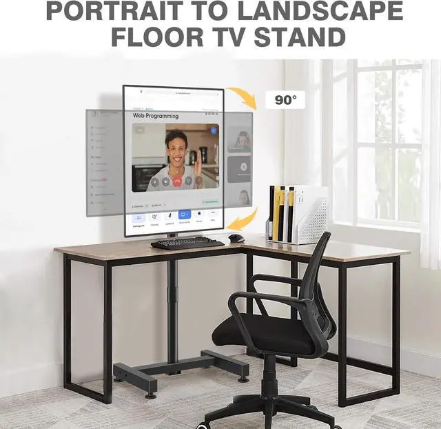 Alt view image 2 of 7 - TVON TV Floor Stand for 13-50 inch LCD LED Flat/Curved Panel Screen TVs up to 44 lbs, Height Adjustable TV Stand Mount with VESA 200x200, Portable TV Stand for Bedroom, Dorm Room, Office