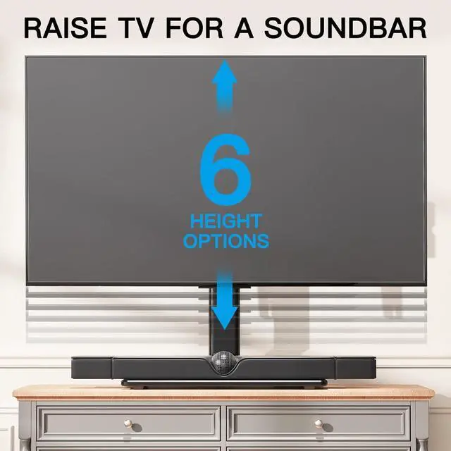 Alt view image 3 of 7 - PERLESMITH Universal Swivel TV Stand-Table Top TV Stand for 32-65 inch TV-Height Adjustable TV Base with Heavy-Duty Tempered Glass Base, VESA 400x400mm up to 88lbs, PSTVS17