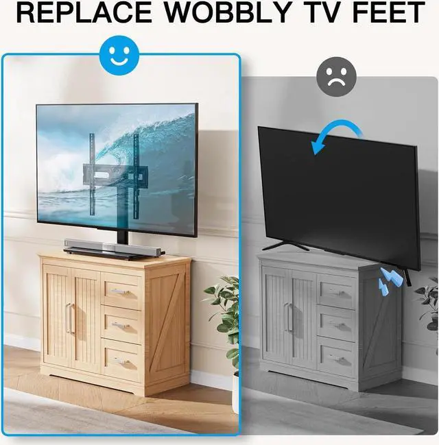 Alt view image 6 of 7 - PERLESMITH Universal Swivel TV Stand-Table Top TV Stand for 32-65 inch TV-Height Adjustable TV Base with Heavy-Duty Tempered Glass Base, VESA 400x400mm up to 88lbs, PSTVS17