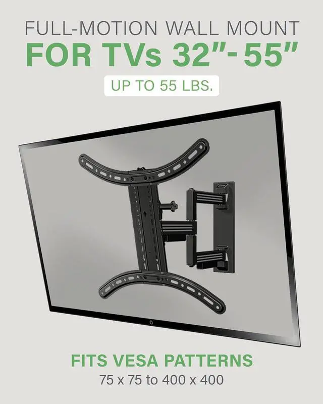 Alt view image 2 of 7 - SANUS Full Motion TV Mount - Single Stud 32 to 55 inch TV Wall Mount Tilts, Extends & Swivels - Easy DIY Install Includes All Hardware & Post Install Leveling - Great for Corners