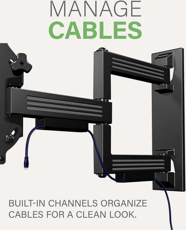 Alt view image 7 of 7 - SANUS Full Motion TV Mount - Single Stud 32 to 55 inch TV Wall Mount Tilts, Extends & Swivels - Easy DIY Install Includes All Hardware & Post Install Leveling - Great for Corners