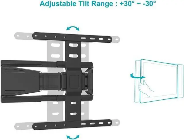 Alt view image 4 of 6 - Monoprice Ultra-Slim Full-Motion Articulating TV Wall Mount Bracket - For 40" ~ 75" TVs Max Weight 66lbs VESA Up to 200x200 Concrete & Brick Compatible, Black