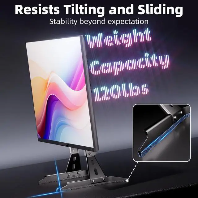 Alt view image 4 of 6 - Universal TV Stand Base Replacement,Metal TV Legs-7 Level Height Adjustable,Desktop TV Stand Mount with Extra Long Legs for Most 32"-65" TVs Supports Max VESA 800x400mm Holds up to 120 LBS