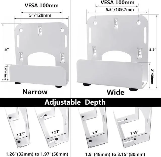 Alt view image 3 of 6 - Cable Box Wall Mount Modem Adjustable Wall Mount for Small and Wide Devices Such as DVD Players, Game Console Such As PS3, PS4, Xbox, Apple TV, Roku, Fire TV,Mini PC, Mac Mini,and More