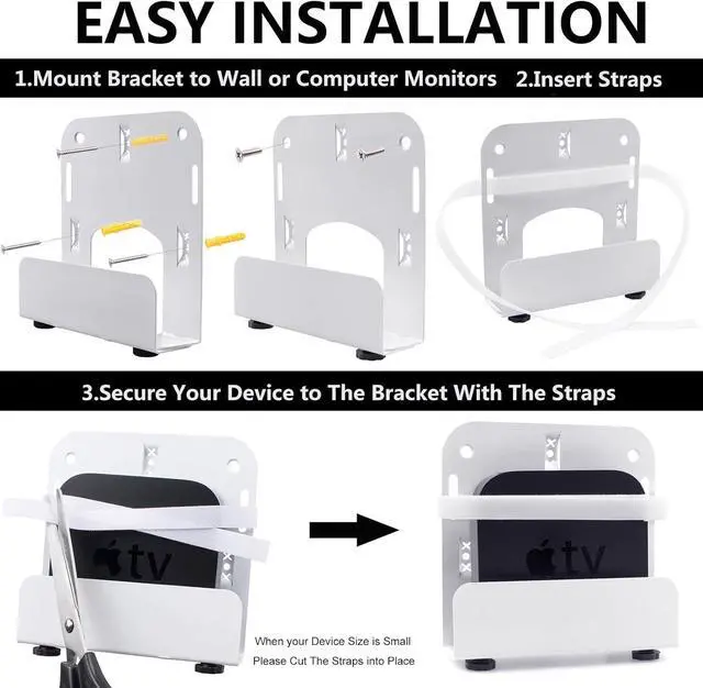 Alt view image 4 of 6 - Cable Box Wall Mount Modem Adjustable Wall Mount for Small and Wide Devices Such as DVD Players, Game Console Such As PS3, PS4, Xbox, Apple TV, Roku, Fire TV,Mini PC, Mac Mini,and More