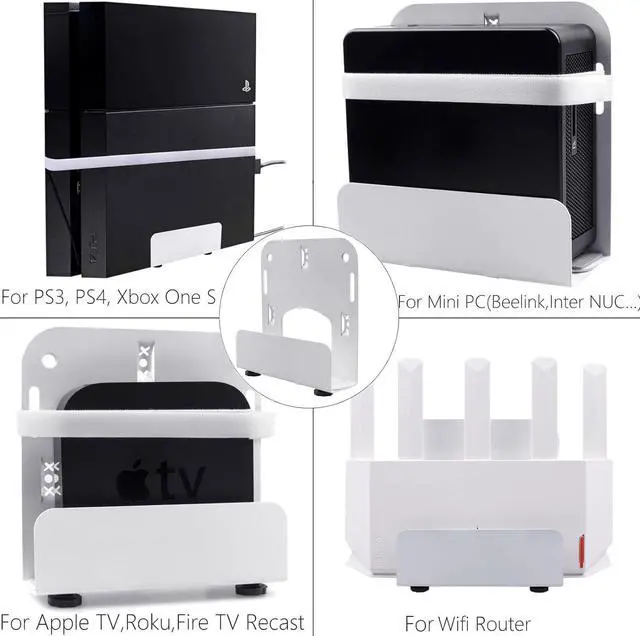 Alt view image 2 of 6 - Cable Box Wall Mount Modem Adjustable Wall Mount for Small and Wide Devices Such as DVD Players, Game Console Such As PS3, PS4, Xbox, Apple TV, Roku, Fire TV,Mini PC, Mac Mini,and More