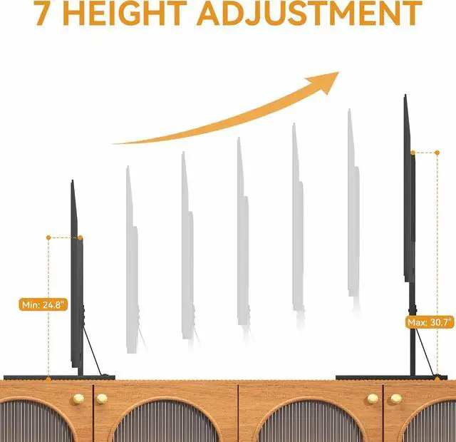 Alt view image 5 of 7 - Universal TV Stand Legs for 35-75 Inch LCD/LED/OLED TVs, Tabletop TV Mount Base with 7 Height Levels, Heavy Duty Steel Frame TV Feet Holds up to 120lbs, Max VESA 800x400mm