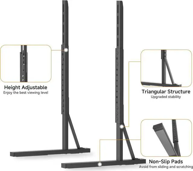 Alt view image 7 of 7 - Universal TV Stand Legs for 35-75 Inch LCD/LED/OLED TVs, Tabletop TV Mount Base with 7 Height Levels, Heavy Duty Steel Frame TV Feet Holds up to 120lbs, Max VESA 800x400mm