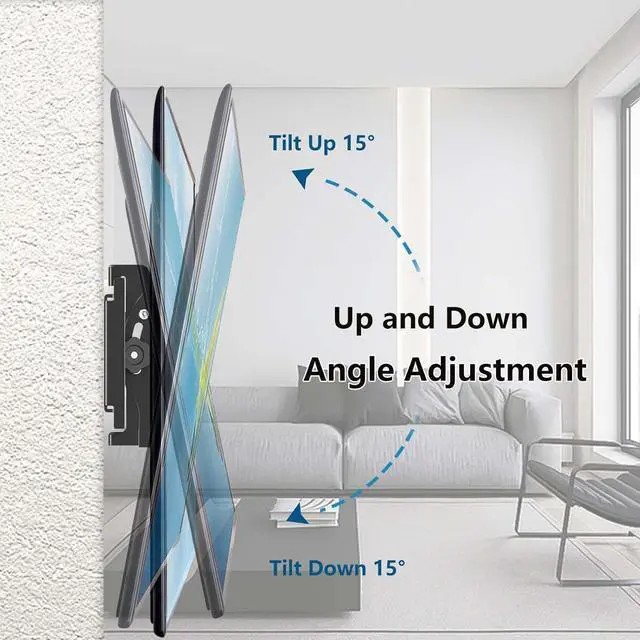Alt view image 6 of 7 - Tilting TV Wall Mount Bracket for Most 32-68 inch LCD, Plasma Flat Screen TVs Tilt Bracket Max VESA 400x400mm up to 132 lbs, 15° Tilting for Anti-Glaring Adjustable Tilting TV Bracket.