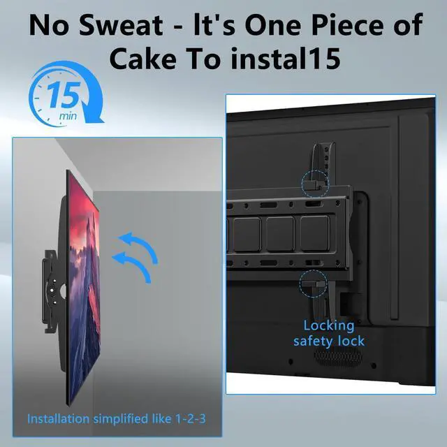Alt view image 7 of 7 - Tilting TV Wall Mount Bracket for Most 32-68 inch LCD, Plasma Flat Screen TVs Tilt Bracket Max VESA 400x400mm up to 132 lbs, 15° Tilting for Anti-Glaring Adjustable Tilting TV Bracket.
