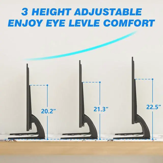 Alt view image 3 of 7 - Rfiver Universal Table Top TV Stand Base TV Legs with Height Adjustment fits Most 32-55 Inch LCD LED Flat Screen TVs, Max VESA 800x400 mm, TV Feet Mount Holds up to 88 lbs, Black