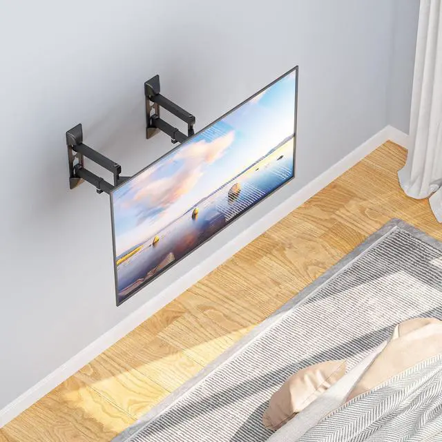 Alt view image 6 of 7 - WALI Corner TV Wall Mount for 26-55 inch Flat Curved TVs, Full Motion Corner Bracket for LED, LCD, OLED Screens up to 110lbs, 400x400mm Mounting Holes, Black