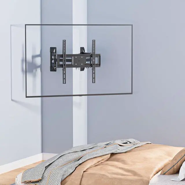 Alt view image 7 of 7 - WALI Corner TV Wall Mount for 26-55 inch Flat Curved TVs, Full Motion Corner Bracket for LED, LCD, OLED Screens up to 110lbs, 400x400mm Mounting Holes, Black