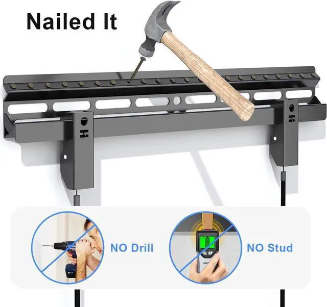 Alt view image 2 of 7 - Suptek Studless TV Wall Mount for Most 23-60 Inch TVs up to 99 lbs Low Profile No Drill TV Mount Drywall Bracket with Max VESA 400x400mm No Stud No Drill Easy Install MF8
