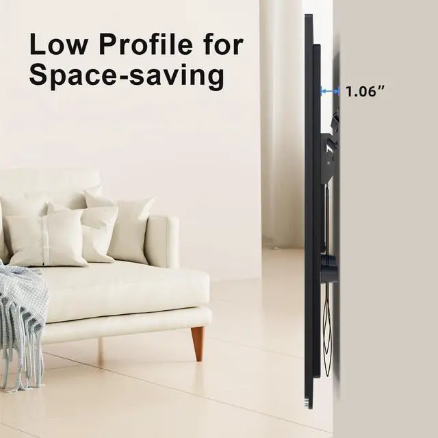 Alt view image 3 of 7 - Suptek Studless TV Wall Mount for Most 23-60 Inch TVs up to 99 lbs Low Profile No Drill TV Mount Drywall Bracket with Max VESA 400x400mm No Stud No Drill Easy Install MF8