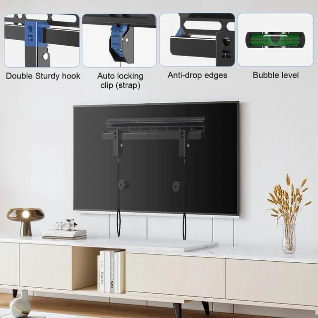 Alt view image 5 of 7 - Suptek Studless TV Wall Mount for Most 23-60 Inch TVs up to 99 lbs Low Profile No Drill TV Mount Drywall Bracket with Max VESA 400x400mm No Stud No Drill Easy Install MF8