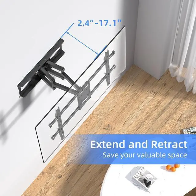 Alt view image 2 of 7 - Suptek Full Motion TV Wall Mount for 32 to 84 Inch TV, Swivel and Tilt with Articulating Dual Arms, Max VESA 600X400mm, Holds up to 132lbs, Fits Max 16" Wood Studs, MA01A