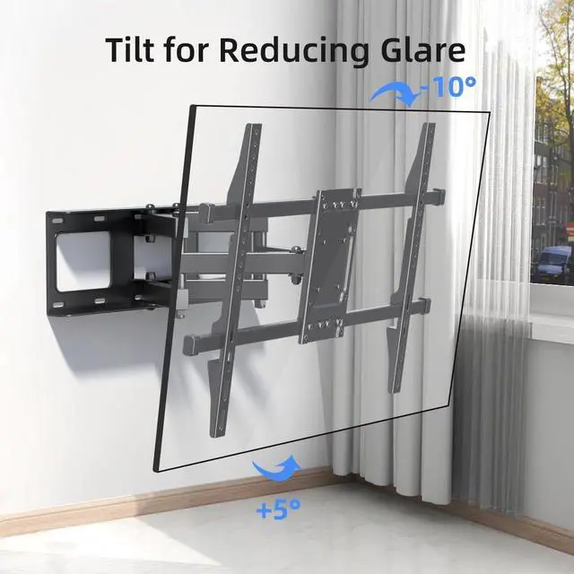 Alt view image 3 of 7 - Suptek Full Motion TV Wall Mount for 32 to 84 Inch TV, Swivel and Tilt with Articulating Dual Arms, Max VESA 600X400mm, Holds up to 132lbs, Fits Max 16" Wood Studs, MA01A