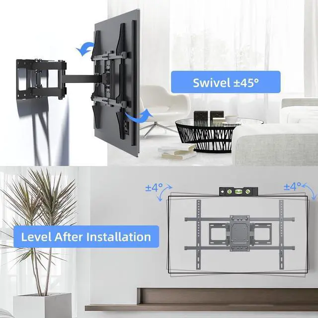 Alt view image 4 of 7 - Suptek Full Motion TV Wall Mount for 32 to 84 Inch TV, Swivel and Tilt with Articulating Dual Arms, Max VESA 600X400mm, Holds up to 132lbs, Fits Max 16" Wood Studs, MA01A
