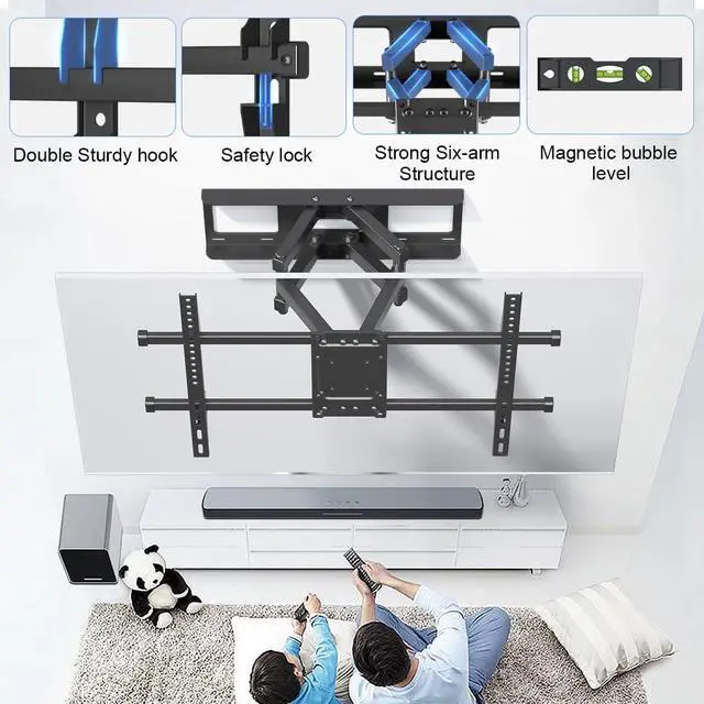 Alt view image 6 of 7 - Suptek Full Motion TV Wall Mount for 32 to 84 Inch TV, Swivel and Tilt with Articulating Dual Arms, Max VESA 600X400mm, Holds up to 132lbs, Fits Max 16" Wood Studs, MA01A