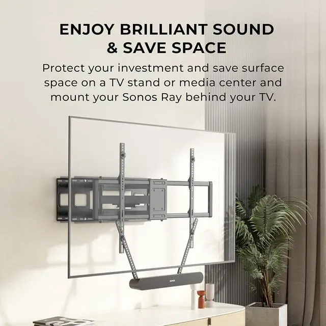 Alt view image 3 of 7 - HumanCentric Mount Compatible with Sonos Ray TV Mount, Mounting Bracket Floating Style, Place Under TV, Hidden Design, Hardware Included, Black