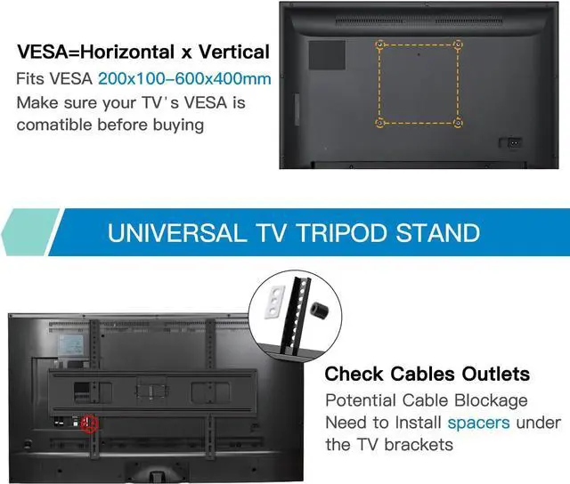 Alt view image 7 of 7 - PERLESMITH Tripod TV Stand -Portable TV Stand for 37-85 Inch LED LCD OLED Flat Screen TVs-Height Adjustable Display TV Floor Stand with VESA 600x400mm, Holds up to 110lbs PSTM2