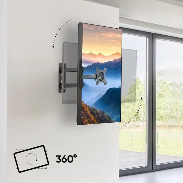 Alt view image 3 of 7 - Small TV Wall Mount for 10-32 Inch Screen up to 33 lbs, Rotating TV Mount Swivel and Tilt Full Motion - 75x75 & 100x100 VESA Monitor Wall Mount Arm/Corner Television Bracket Black