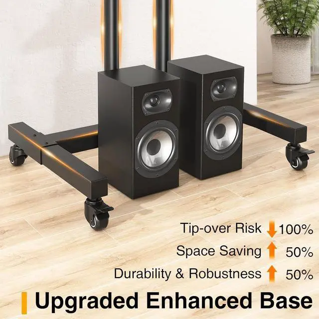 Alt view image 7 of 7 - Rolling TV Stand for 32-83 inch Flat Screen/Curved TVs up to 110 lbs, Height Adjustable Portable TV Stand on Wheels with Metal Laptop Shelf, TV Stands for Living Room, Home and Office Use